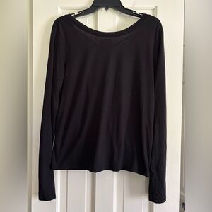 Tek Gear Black Long-Sleeve Active Top | Open Cross-Back Wrap | Medium